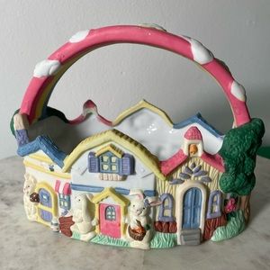 1995 ABC Distributing Porcelain Easter Basket Decor